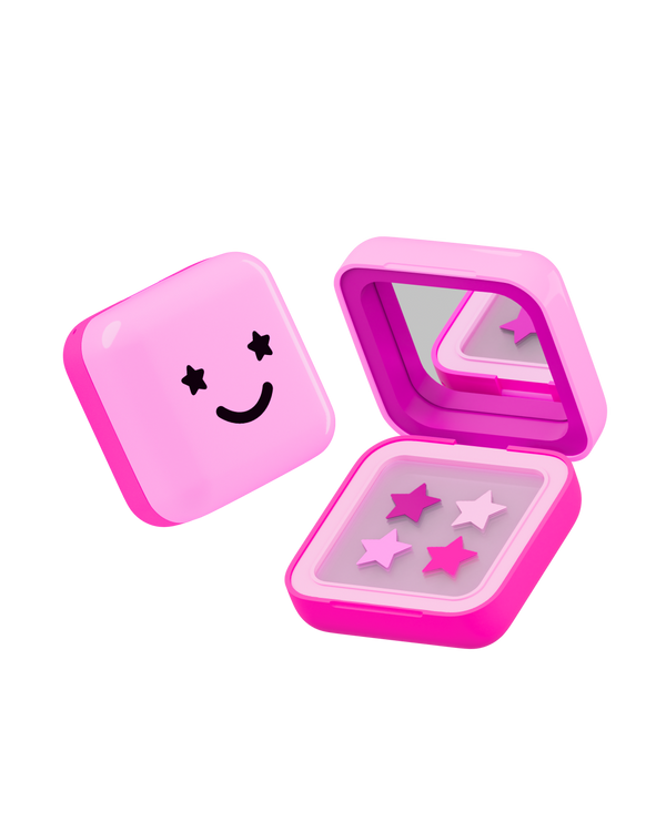 Starface Big Pink: a mirrored pink compact with pink Hydro-Star® star-shaped pimple patches. 32 hydrocolloid stars.