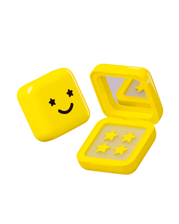 Starface Big Yellow: a mirrored yellow compact with classic Hydro-Star® pimple patches. 32 hydrocolloid stars.