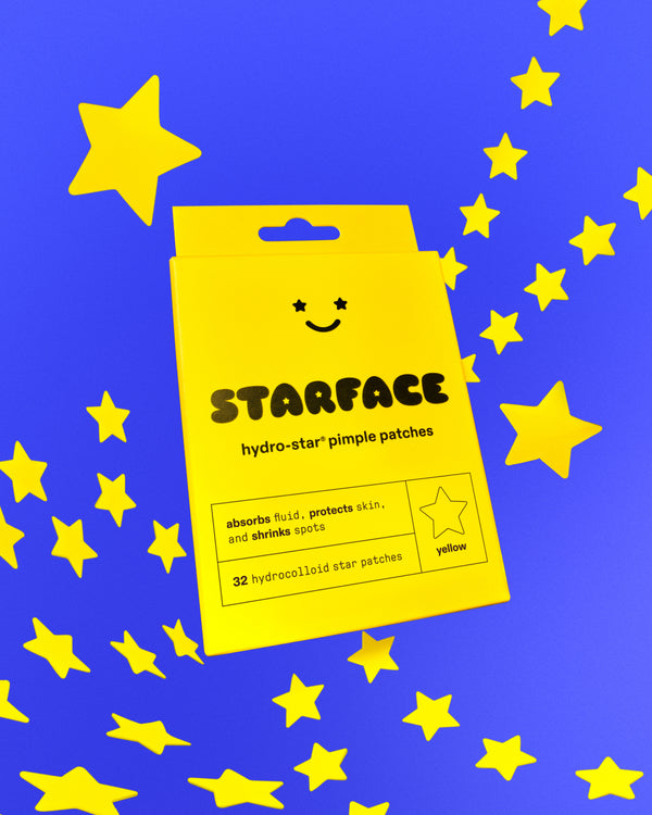 A refill pack of classic yellow Starface Hydro-Star® pimple patches. Hydrocolloid stars that absorb gunk and shrink spots.