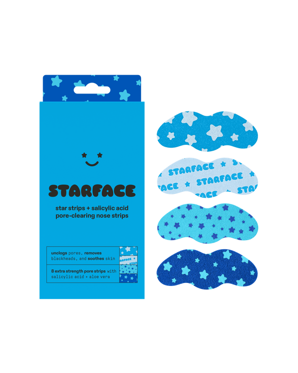 Starface Star Strips™ + Salicylic Acid pore-clearing nose strips. Extra-strength strips that remove blackheads.